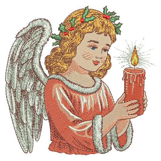 Angel with a candle Embroidery Design