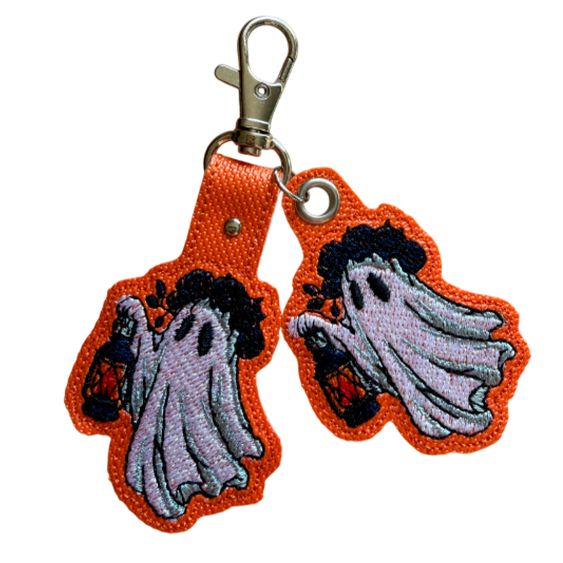 Boo After Dark Snap Tab & Eyelet Fob - Halloween Ghost Embroidery Design