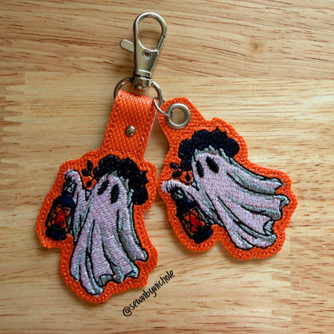 Boo After Dark Snap Tab & Eyelet Fob - Halloween Ghost Embroidery Design
