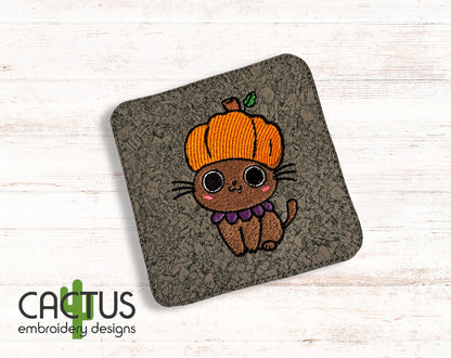 Cat in the Pumpkin Hat Embroidery Design