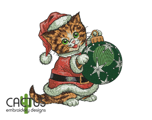 Christmas Cat Embroidery Design