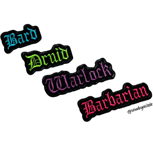 Classes 1st Bundle Patch Embroidery Designs (Barbarian, Bard, Druid, Warlock)