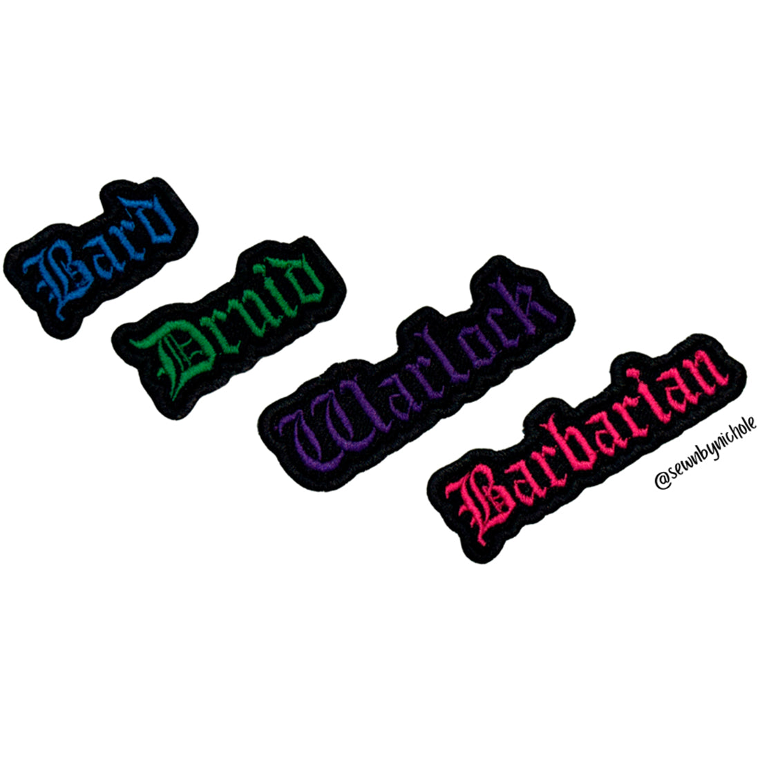 Classes 1st Bundle Patch Embroidery Designs (Barbarian, Bard, Druid, Warlock)