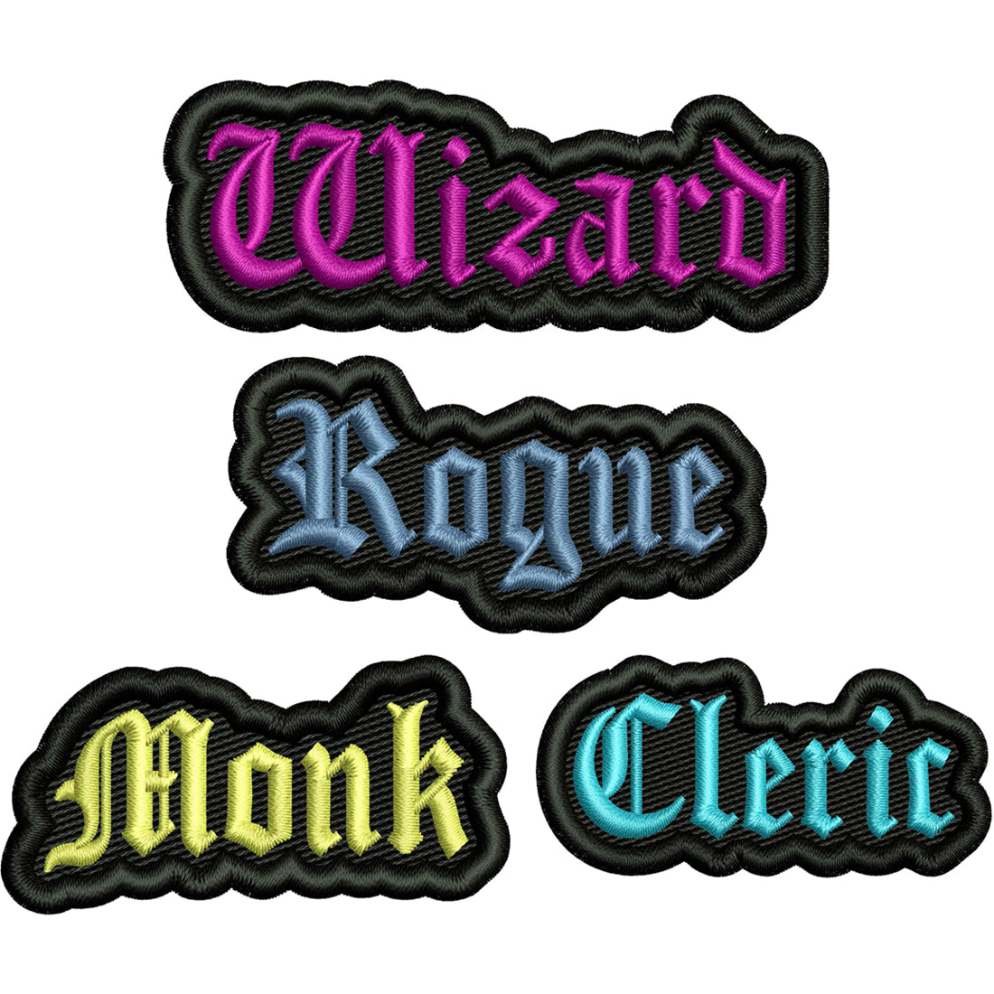 Classes 2nd Bundle Patch Embroidery Designs (Cleric, Monk, Rogue, Wizard)