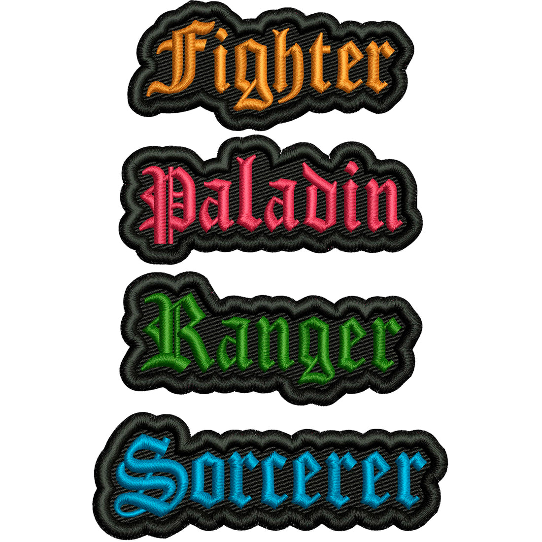 Classes 3rd Bundle Patch Embroidery Designs (Fighter, Paladin, Ranger, Sorcerer)