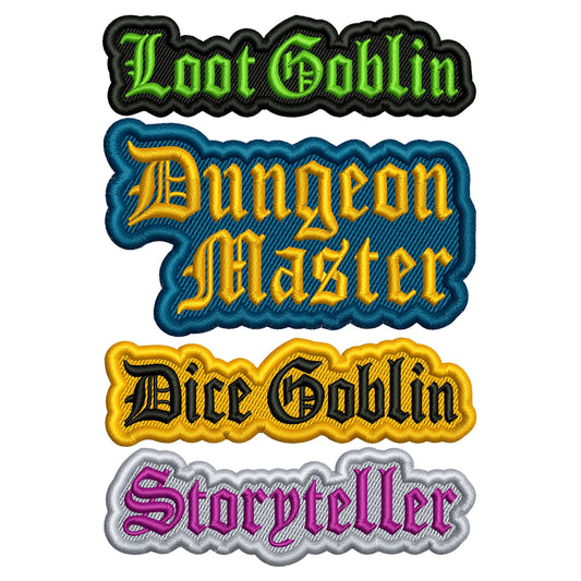 Classes 4th Bundle Patch Embroidery Designs (Dice Goblin, Dungeon Master, Loot Goblin, Storyteller)