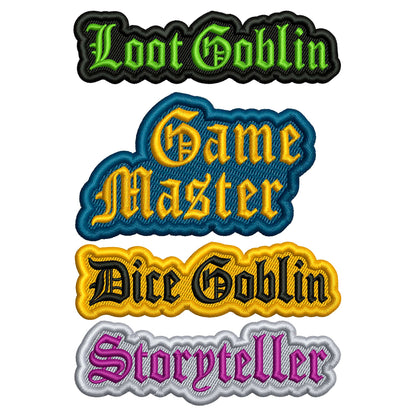 Classes 4th patch bundle embroidery design - Dice Goblin, Game Master, Loot Goblin, Storyteller