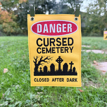 Spooky Warning Signs - Door Sign & Patch Halloween Embroidery Design