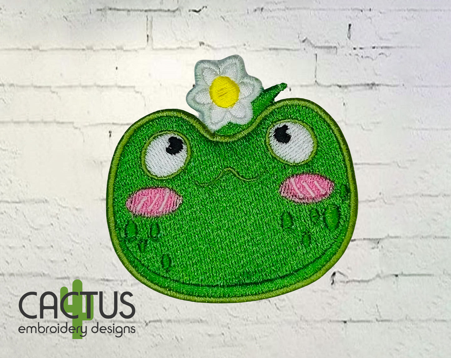 Flower Frog Patch Embroidery Design