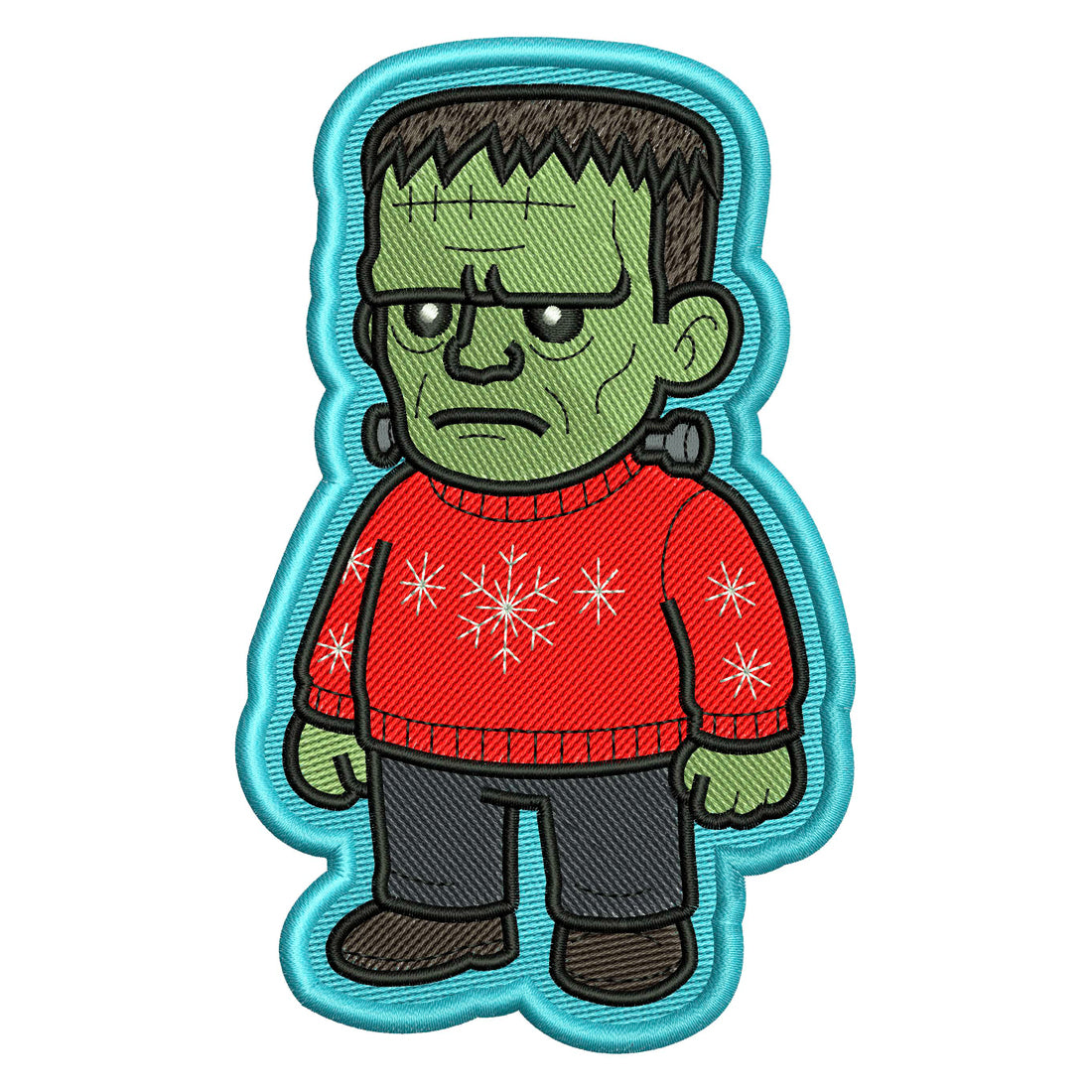 Frank in a Sweater Patch Embroidery Design