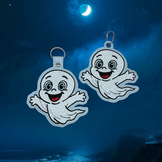 Friendly Ghost Snap Tab & Eyelet Fob