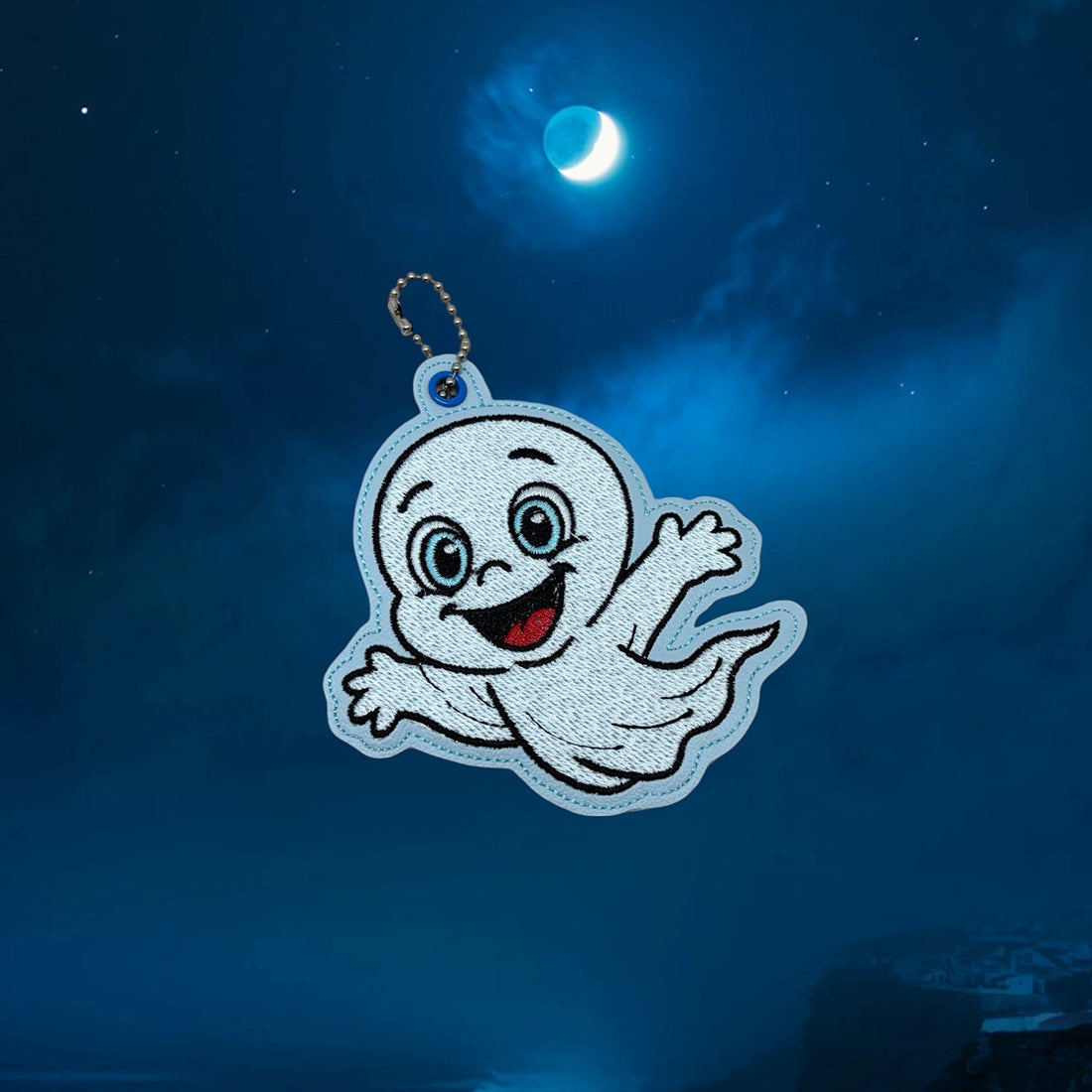 Friendly Ghost Snap Tab & Eyelet Fob