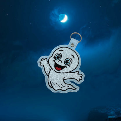 Friendly Ghost Snap Tab & Eyelet Fob