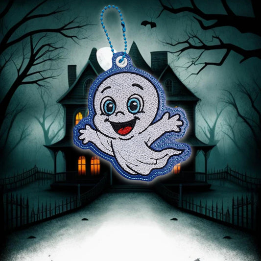 Friendly Ghost Snap Tab & Eyelet Fob