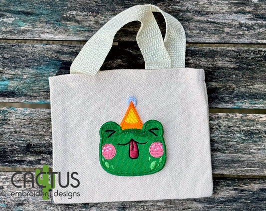 Frog Cone Hat Patch Embroidery Design
