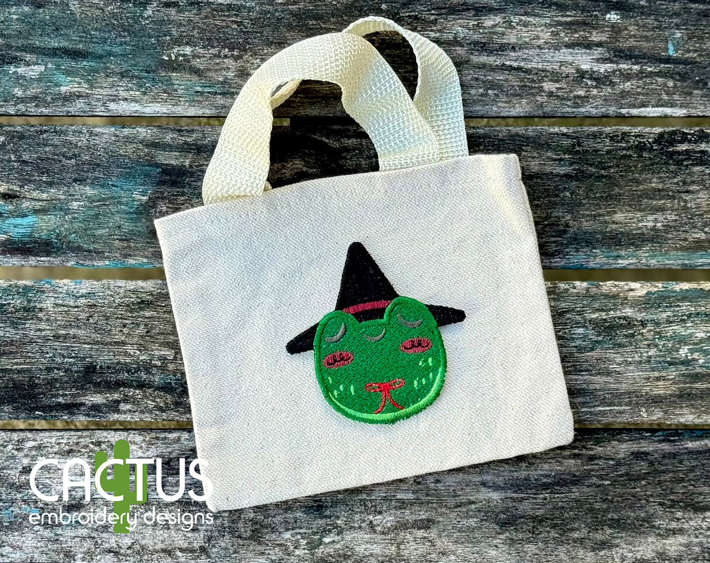 Frog Witch Hat Patch Embroidery Design
