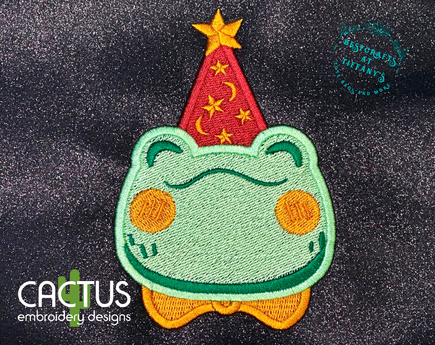 Frog Wizard Patch Embroidery Design