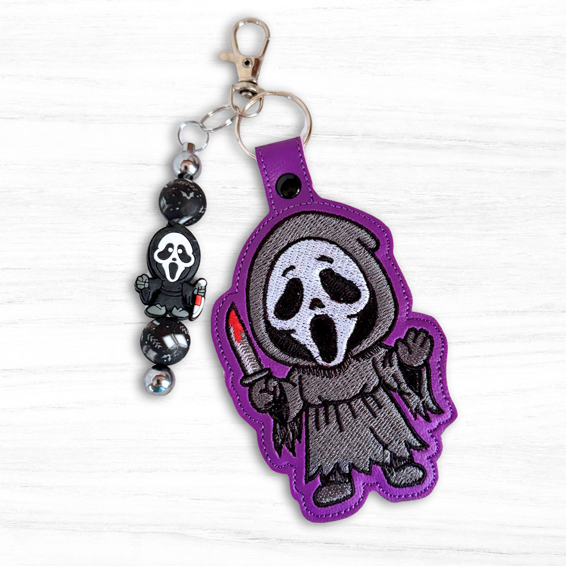Ghostface Snap Tab & Eyelet Fob