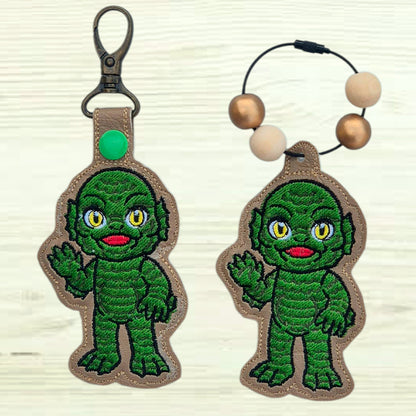 Gill-Man Snap Tab & Eyelet Fob