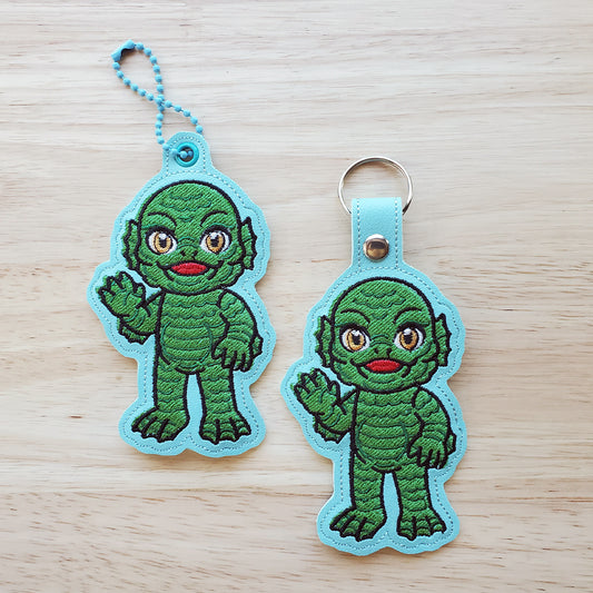 Gill-Man Snap Tab & Eyelet Fob