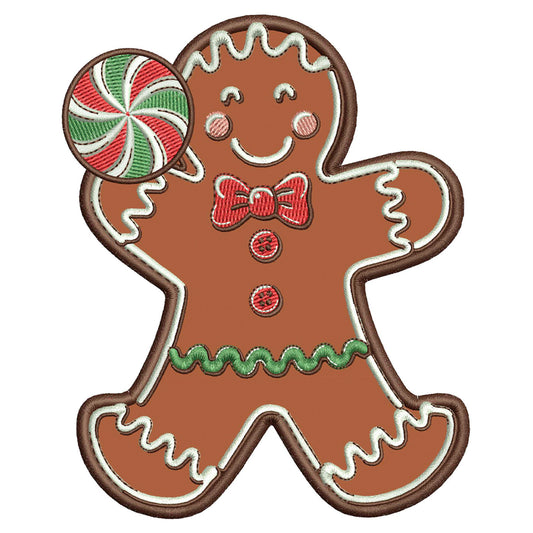 Gingerbread Man Applique Embroidery Design