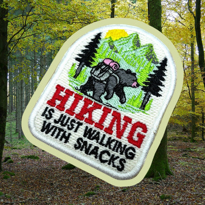 Hiking Bear Patch Embroidery Design