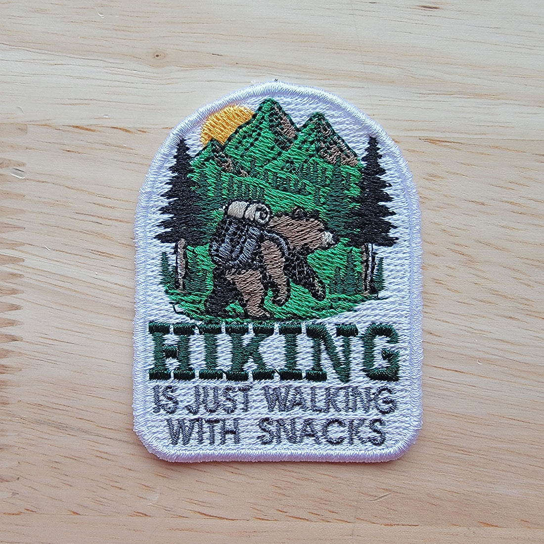 Hiking Bear Patch Embroidery Design