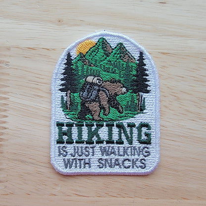 Hiking Bear Patch Embroidery Design