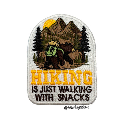 Hiking Bear Patch Embroidery Design