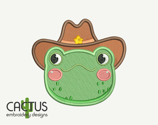 Howdy Frog Patch Embroidery Design