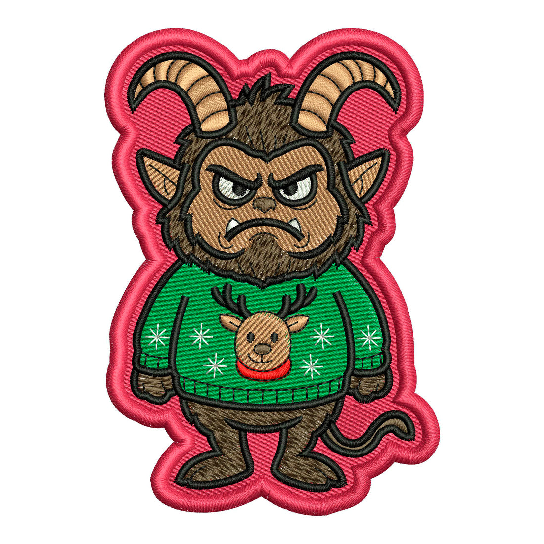 Krampus in a Sweater Patch Embroidery Design