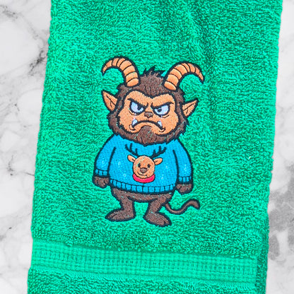 Krampus in a Sweater Patch Embroidery Design