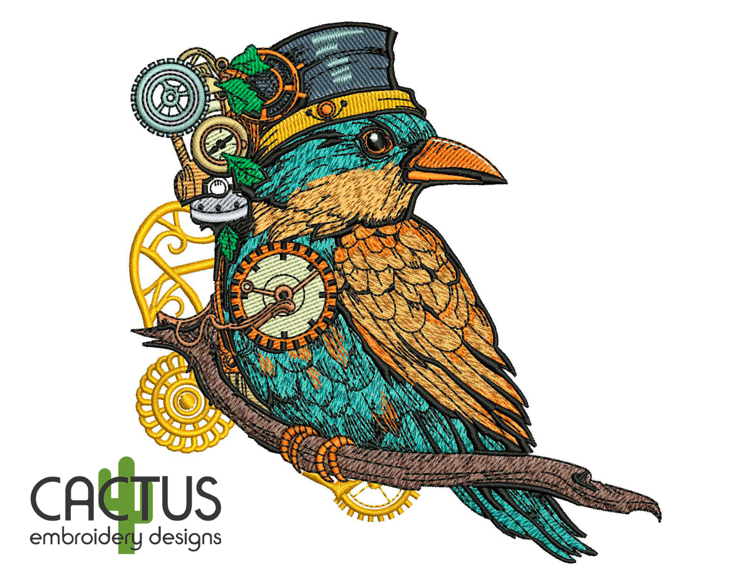 Mechanical Bird Embroidery Design