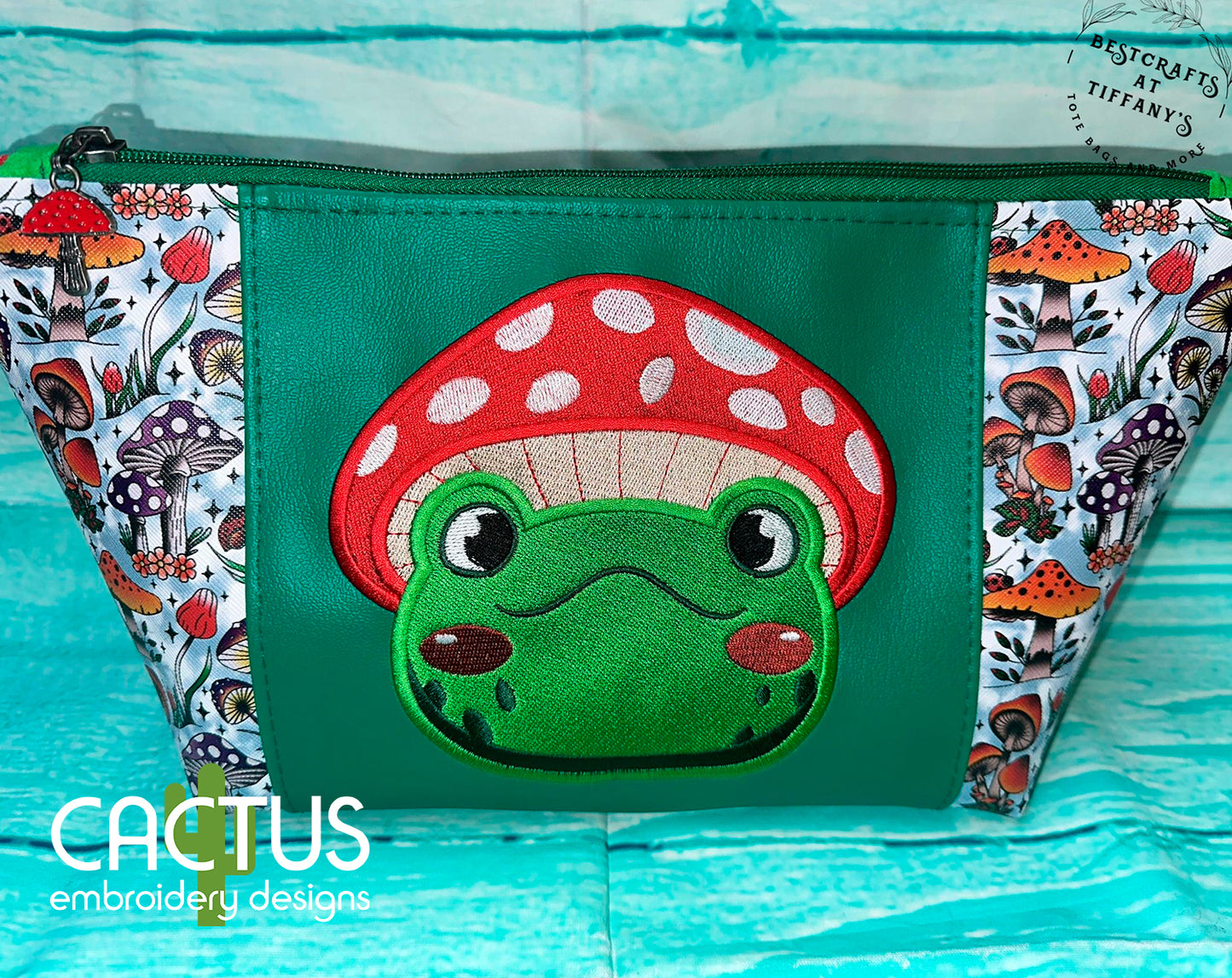 Mushroom Hat Frog Patch Embroidery Design