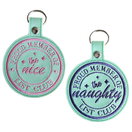 Naughty & Nice List Club Snap Tab & Eyelet Fob