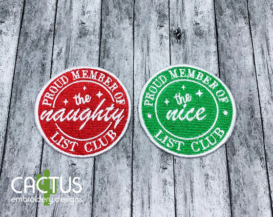 Naughty & Nice List Club Embroidery Design