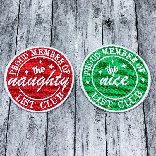 Naughty & Nice List Club Patch Embroidery Design