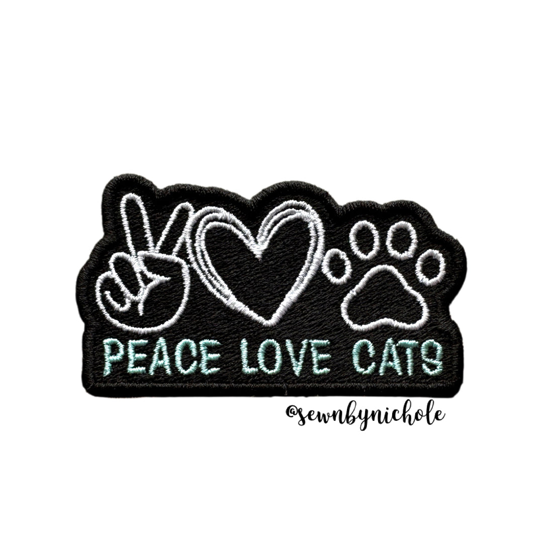 Peace Love Cats Patch Embroidery Design