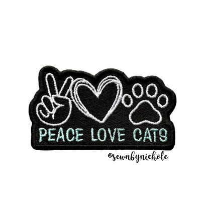 Peace Love Cats Patch Embroidery Design