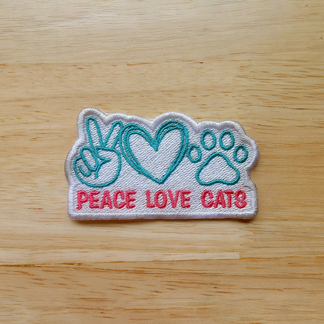 Peace Love Cats Patch Embroidery Design