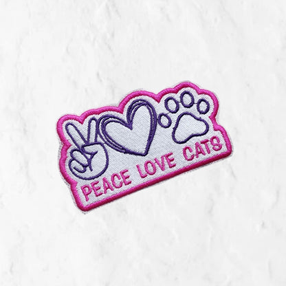 Peace Love Cats Patch Embroidery Design