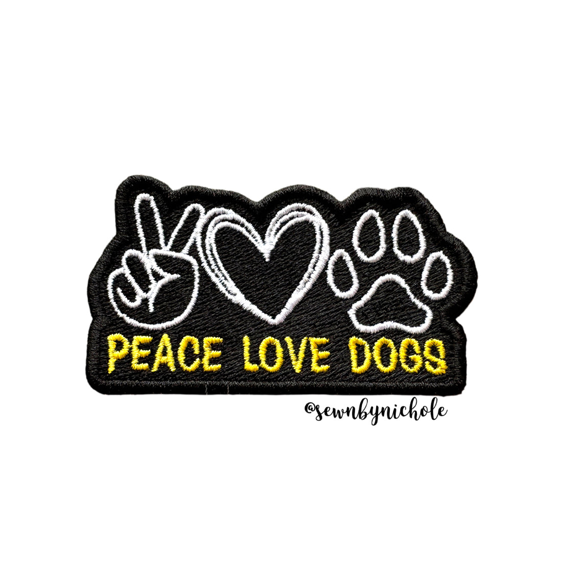 Peace Love Dogs Patch Embroidery Design