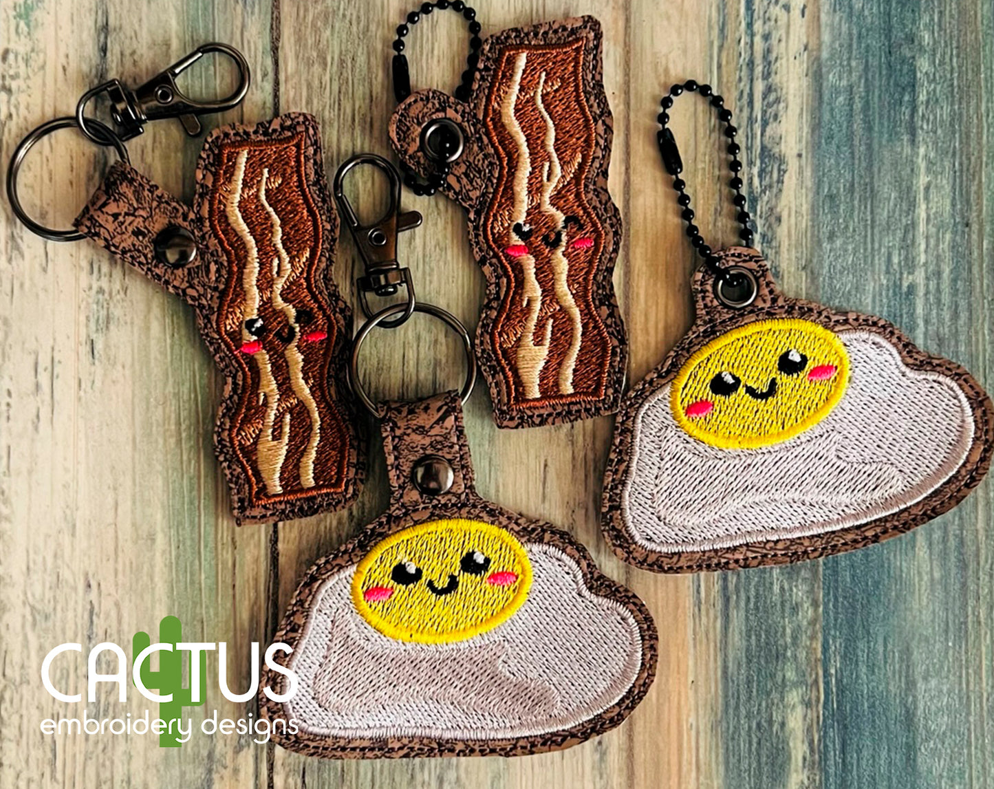 Perfect Match Egg & Bacon Eyelet Fob, Snap Tab & Feltie