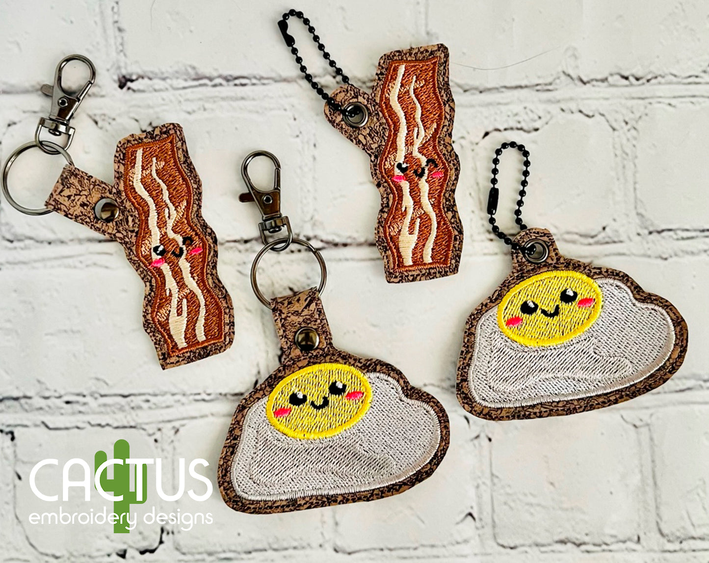 Perfect Match Egg & Bacon Eyelet Fob, Snap Tab & Feltie