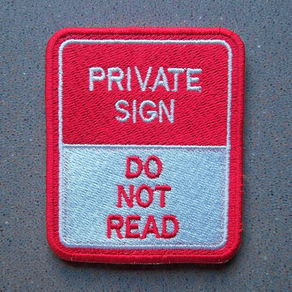 Private Sign Patch Embroidery Design