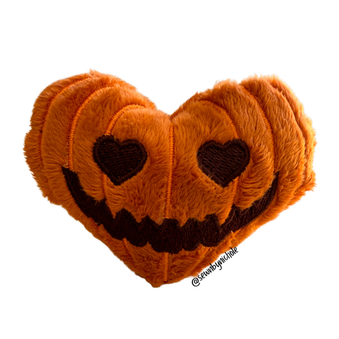 Pumpkin heart plushie Halloween ITH embroidery design, cute heart-shaped pumpkin plush