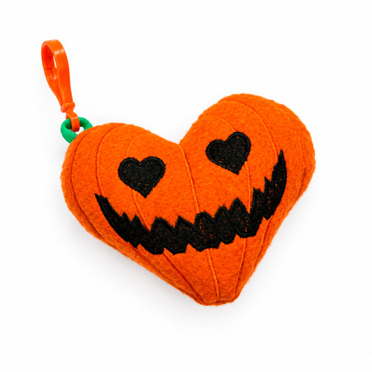 Pumpkin heart plushie Halloween ITH embroidery design, cute heart-shaped pumpkin plush