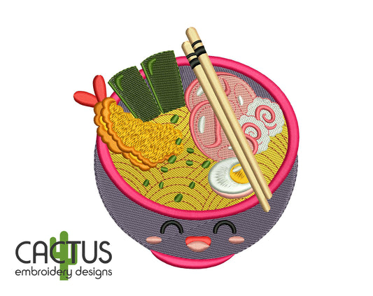 Ramen & Shrimp Embroidery Design