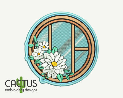 Round Window Patch Embroidery Design