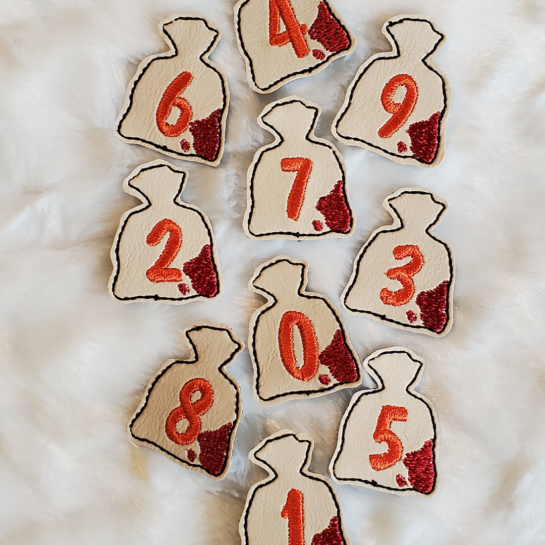 Sack-headed creature Days Till Halloween countdown embroidery design